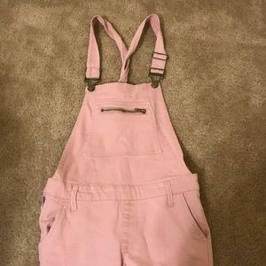 Pastel pink forever 21 skinny overalls